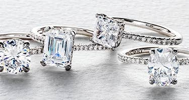 Engagement Rings with various diamond cuts and shapes